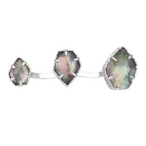 Kendra Scott Naomi Double Ring in Rhodium with Black Mother of Pearl